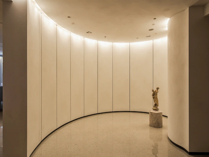 Tramezzo curvo o sagomato in cartongesso con profili metallici flessibili per ambienti di design