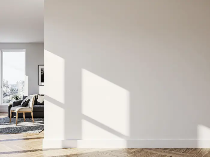 Tramezzo semplice in cartongesso con finitura Q4 e nastro d'armatura sui giunti